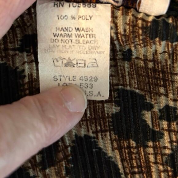 Vintage Rikki Sue Size M Animal Print Midi Dress Crinkle Retro Y2K 90s USA Made - Picture 4 of 4